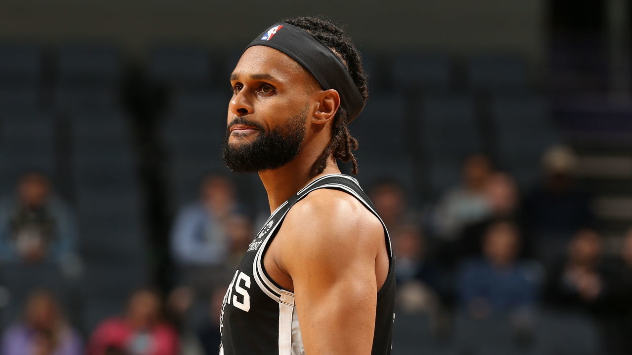 CHARLOTTE, NC - MARCH 3: Patty Mills #8 of the San Antonio Spurs looks on during the game against the Charlotte Hornets on March 3, 2020 at Spectrum Center in Charlotte, North Carolina. Mandatory Copyright Notice: Copyright 2020 NBAE