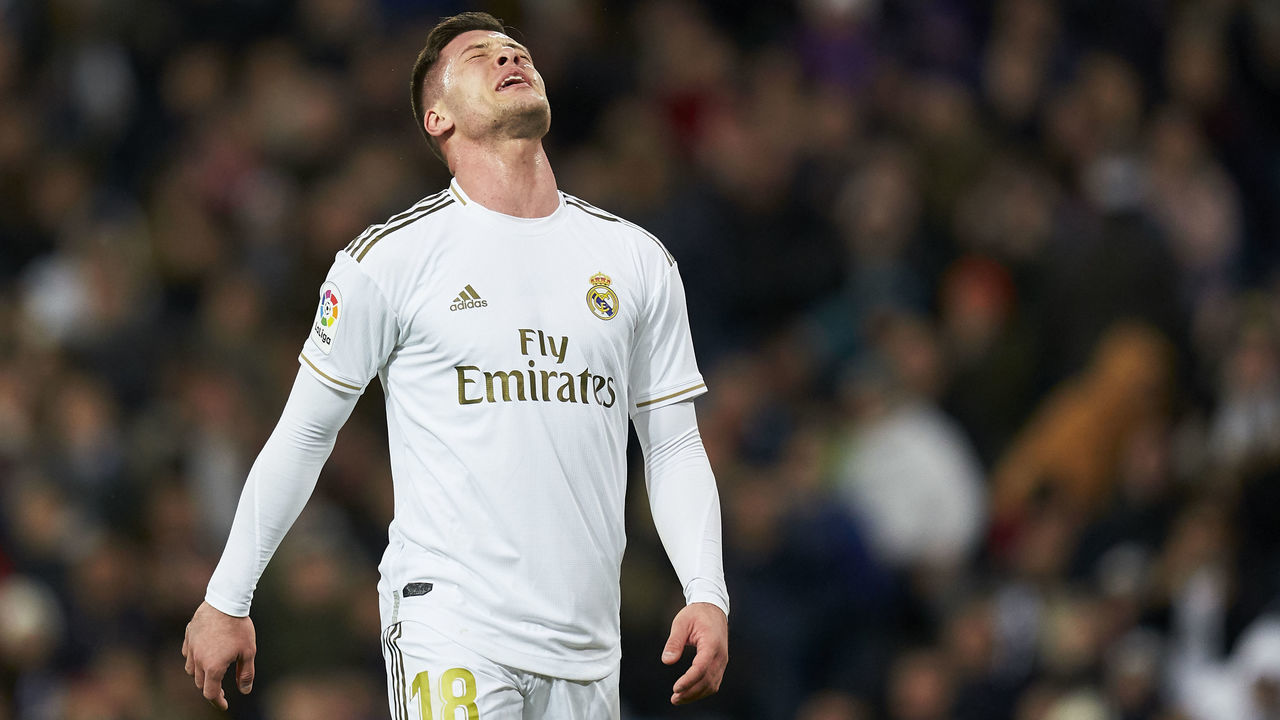 MADRID, SPAIN - DECEMBER 22: Luka Jovic of Real Madrid reacts during the Liga match between Real Madrid CF and Athletic Club at Estadio Santiago Bernabeu on December 22, 2019 in Madrid, Spain.