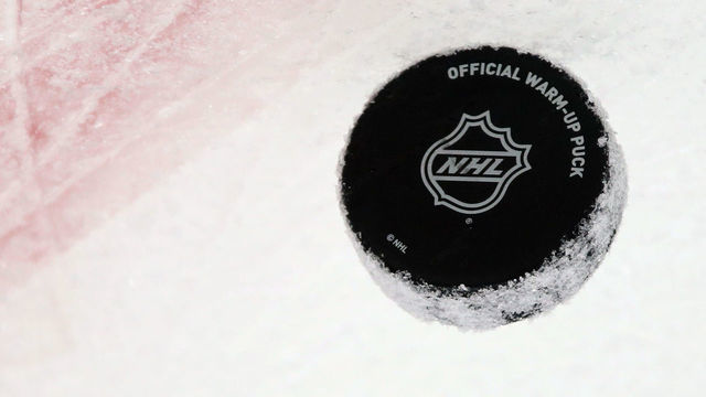 NEW YORK, NEW YORK - OCTOBER 08: A puck sits on the ice prior to the game between the New York Islanders and the Edmonton Oilers at NYCB's LIVE Nassau Coliseum on October 08, 2019 in Uniondale, New York.