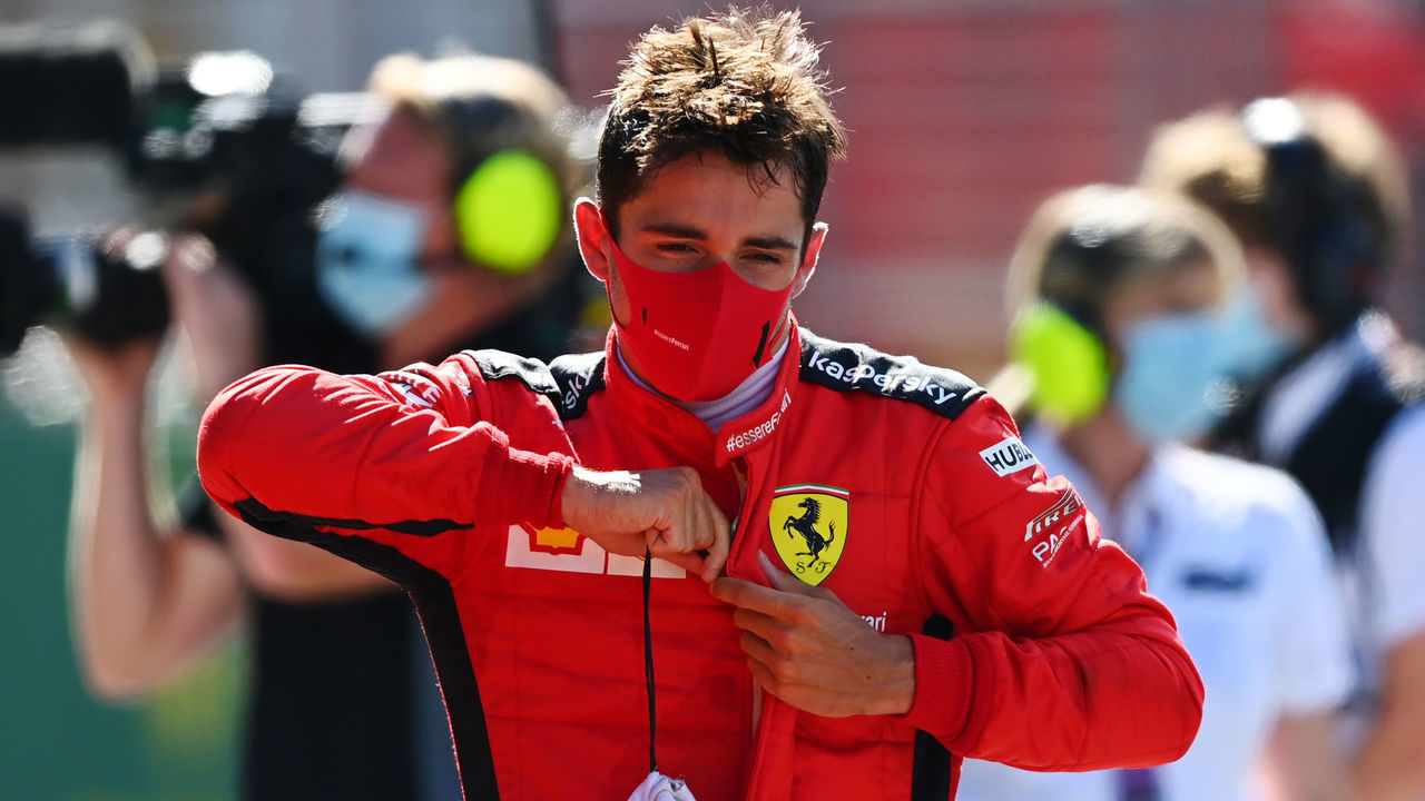 SPIELBERG, AUSTRIA - JULY 05: Second placed Charles Leclerc of Monaco and Ferrari looks on during the Formula One Grand Prix of Austria at Red Bull Ring on July 05, 2020 in Spielberg, Austria.