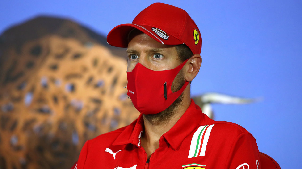 SPIELBERG, AUSTRIA - JULY 09: Sebastian Vettel of Germany and Ferrari talks in the Drivers Press Conference during previews for the F1 Grand Prix of Styria at Red Bull Ring on July 09, 2020 in Spielberg, Austria.