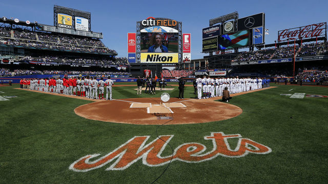 NEW YORK, NEW YORK - APRIL 04: (NEW YORK DAILIES OUT) A general view during the national anthem prior to the Opening Day game between the New York Mets and the Washington Nationals at Citi Field on April 04, 2019 in the Flushing neighborhood of the Queens borough of New York City.