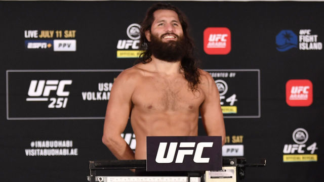 ABU DHABI, UNITED ARAB EMIRATES - JULY 10: Jorge Masvidal poses on the scale during the UFC 251 official weigh-in inside Flash Forum at UFC Fight Island on July 10, 2020 on Yas Island Abu Dhabi, United Arab Emirates.