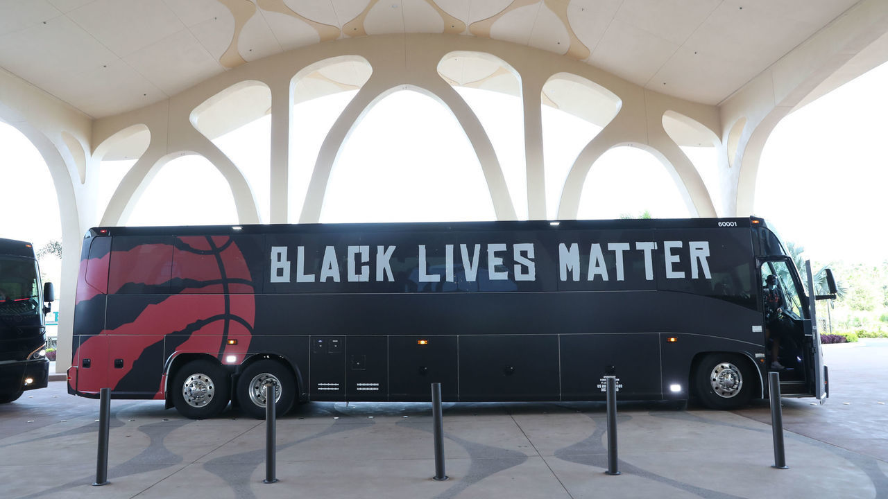 ORLANDO, FL - JULY 9: A general view of the Toronto Raptors arrival at the hotel as part of the NBA Restart 2020 on July 9, 2020 in Orlando, Florida. NOTE TO USER: User expressly acknowledges and agrees that, by downloading and/or using this photograph, user is consenting to the terms and conditions of the Getty Images License Agreement. Mandatory Copyright Notice: Copyright 2020 NBAE