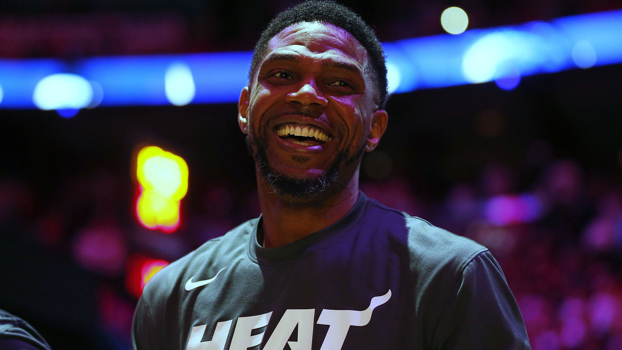 MIAMI, FLORIDA - DECEMBER 20: Udonis Haslem #40 of the Miami Heat looks on prior to the game against the New York Knicks at American Airlines Arena on December 20, 2019 in Miami, Florida. NOTE TO USER: User expressly acknowledges and agrees that, by downloading and/or using this photograph, user is consenting to the terms and conditions of the Getty Images License Agreement.