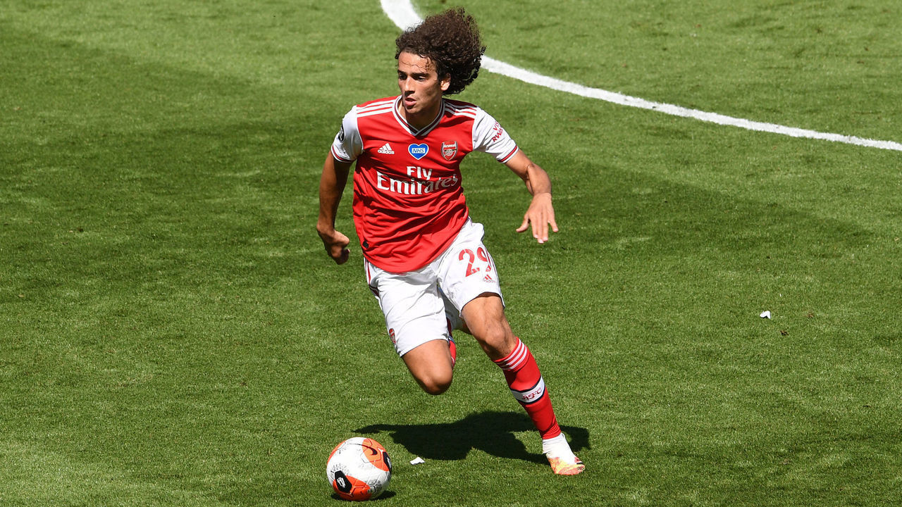 BRIGHTON, ENGLAND - JUNE 20: Matteo Guendouzi of Arsenal during the Premier League match between Brighton & Hove Albion and Arsenal FC at American Express Community Stadium on June 20, 2020 in Brighton, England.