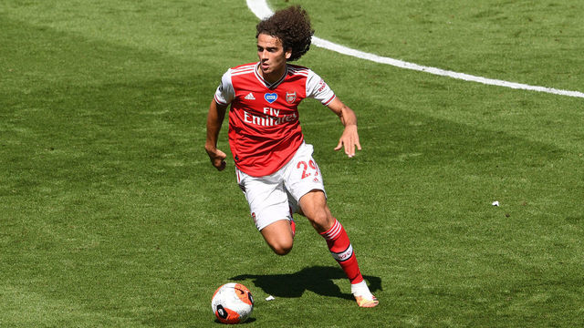 BRIGHTON, ENGLAND - JUNE 20: Matteo Guendouzi of Arsenal during the Premier League match between Brighton & Hove Albion and Arsenal FC at American Express Community Stadium on June 20, 2020 in Brighton, England.