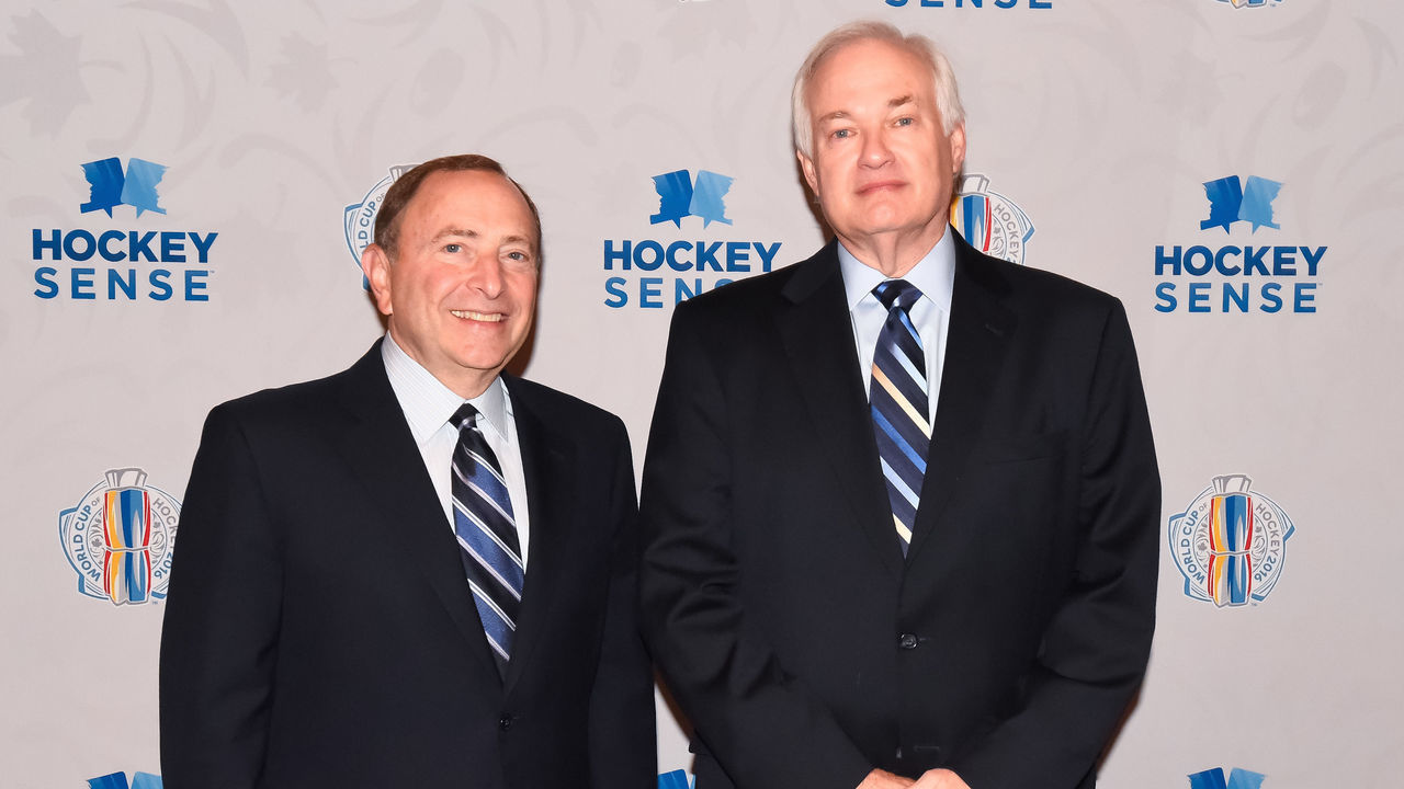 TORONTO, ON - SEPTEMBER 19: Gary Bettman and Don Fehr at Hockey SENSE, in partnership with the NHL, NHLPA and Beyond Sport at the World Cup of Hockey 2016 at Hockey Hall of Fame on September 19, 2016 in Toronto, Ontario, Canada.