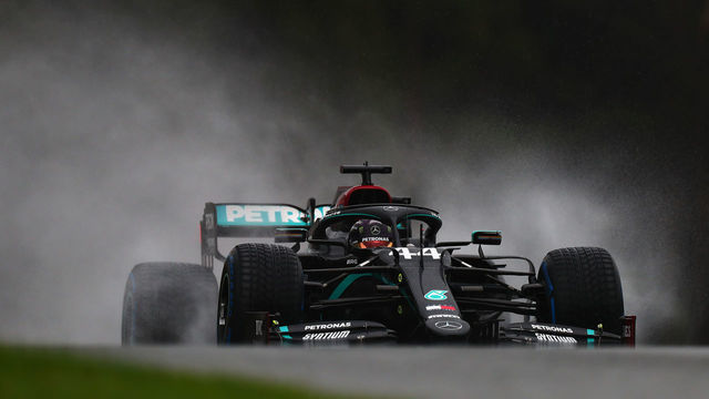SPIELBERG, AUSTRIA - JULY 11: Lewis Hamilton of Great Britain driving the (44) Mercedes AMG Petronas F1 Team Mercedes W11 on track during qualifying for the Formula One Grand Prix of Styria at Red Bull Ring on July 11, 2020 in Spielberg, Austria.