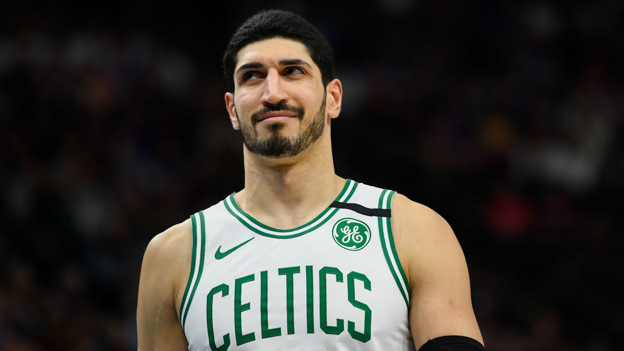 SALT LAKE CITY, UT - FEBRUARY 26: Enes Kanter #11 of the Boston Celtics looks on during a game against the Utah Jazz at Vivint Smart Home Arena on February 26, 2020 in Salt Lake City, Utah. NOTE TO USER: User expressly acknowledges and agrees that, by downloading and/or using this photograph, user is consenting to the terms and conditions of the Getty Images License Agreement.