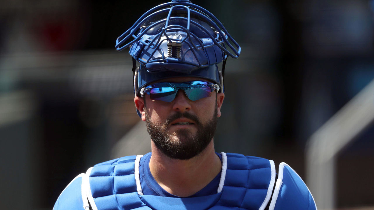 KANSAS CITY, MISSOURI - JULY 09: Catcher Cam Gallagher #36 of the Kansas City Royals is seen during summer workouts at Kauffman Stadium on July 09, 2020 in Kansas City, Missouri.