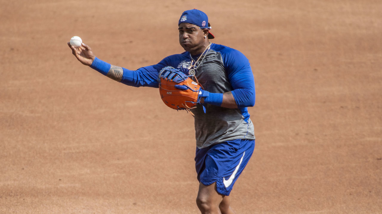 Flushing, N.Y.: New York Mets outfielder Yoenis Cespedes during a baseball workout at Citi Field in Flushing, New York, on July 8, 2020.