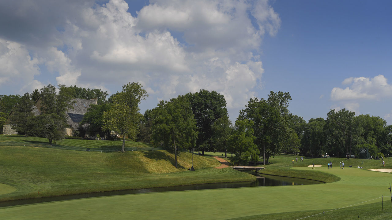 DUBLIN, OH - JULY 09: A course scenic view of the fifth hole with no galleries during the first round of the Workday Charity Open at Muirfield Golf Club on July 9, 2020 in Dublin, Ohio.