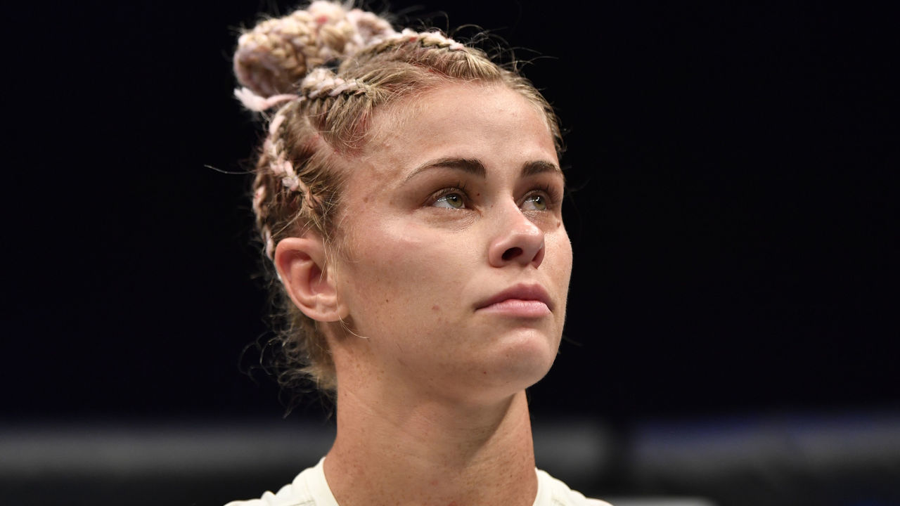 ABU DHABI, UNITED ARAB EMIRATES - JULY 12: Paige VanZant reacts after her submission loss to Amanda Ribas in their flyweight fight during the UFC 251 event at Flash Forum on UFC Fight Island on July 12, 2020 on Yas Island, Abu Dhabi, United Arab Emirates.