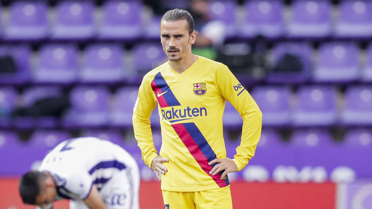 VALLADOLID, SPAIN - JULY 11: Antoine Griezmann of FC Barcelona during the La Liga Santander match between Real Valladolid v FC Barcelona at the Estadio Municipal José Zorrilla on July 11, 2020 in Valladolid Spain