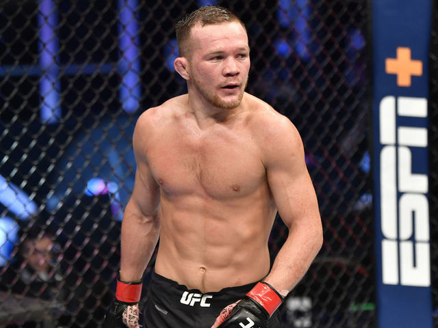 ABU DHABI, UNITED ARAB EMIRATES - JULY 12: Petr Yan of Russia celebrates after his TKO victory over Jose Aldo in their UFC bantamweight championship fight during the UFC 251 event at Flash Forum on UFC Fight Island on July 12, 2020 on Yas Island, Abu Dhabi, United Arab Emirates.
