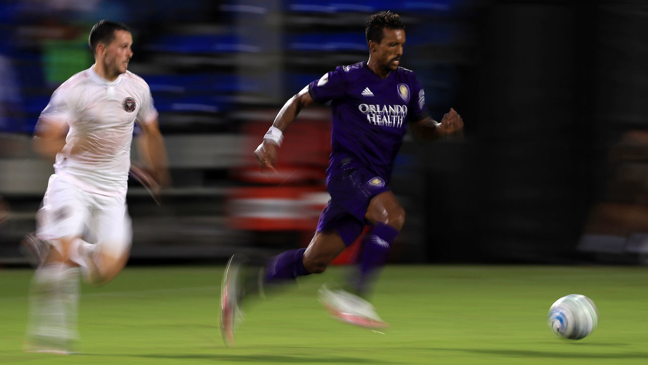 REUNION, FLORIDA - JULY 08: Nani #17 of Orlando City of Orlando City during a match between Orlando City and Inter Miami as part of MLS is back Tournament at ESPN Wide World of Sports Complex on July 08, 2020 in Reunion, Florida.