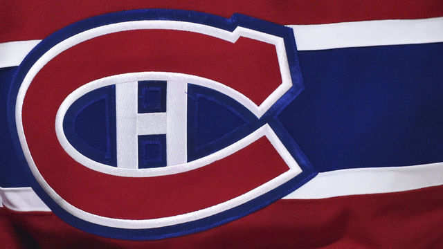 MONTREAL, QC - OCTOBER 17: A detail of the Montreal Canadiens logo is seen during the first period against the Minnesota Wild at the Bell Centre on October 17, 2019 in Montreal, Canada. The Montreal Canadiens defeated the Minnesota Wild 4-0.