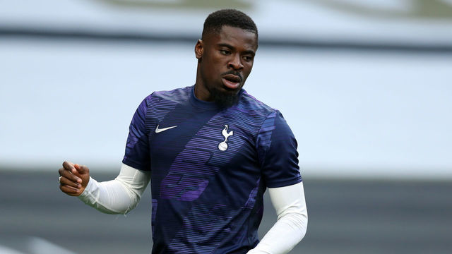 LONDON, ENGLAND - JUNE 23: Serge Aurier of Tottenham Hotspur warms up prior to the Premier League match between Tottenham Hotspur and West Ham United at Tottenham Hotspur Stadium on June 23, 2020 in London, England. Football Stadiums around Europe remain empty due to the Coronavirus Pandemic as Government social distancing laws prohibit fans inside venues resulting in all fixtures being played behind closed doors.