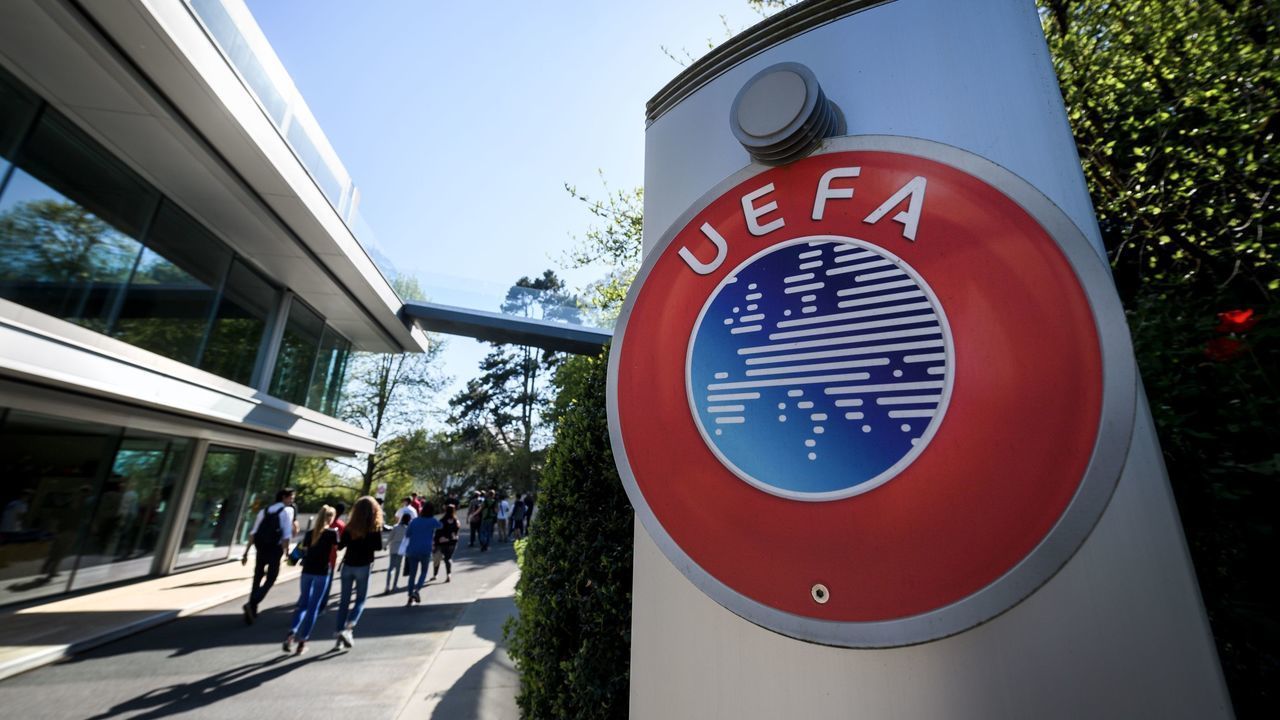 A picture taken on April 20, 2018 shows the House of European Football, the UEFA headquarters in Nyon, where the French football club Paris Saint-Germain (PSG) had a hearing on UEFA Financial Fair Play Regulations.