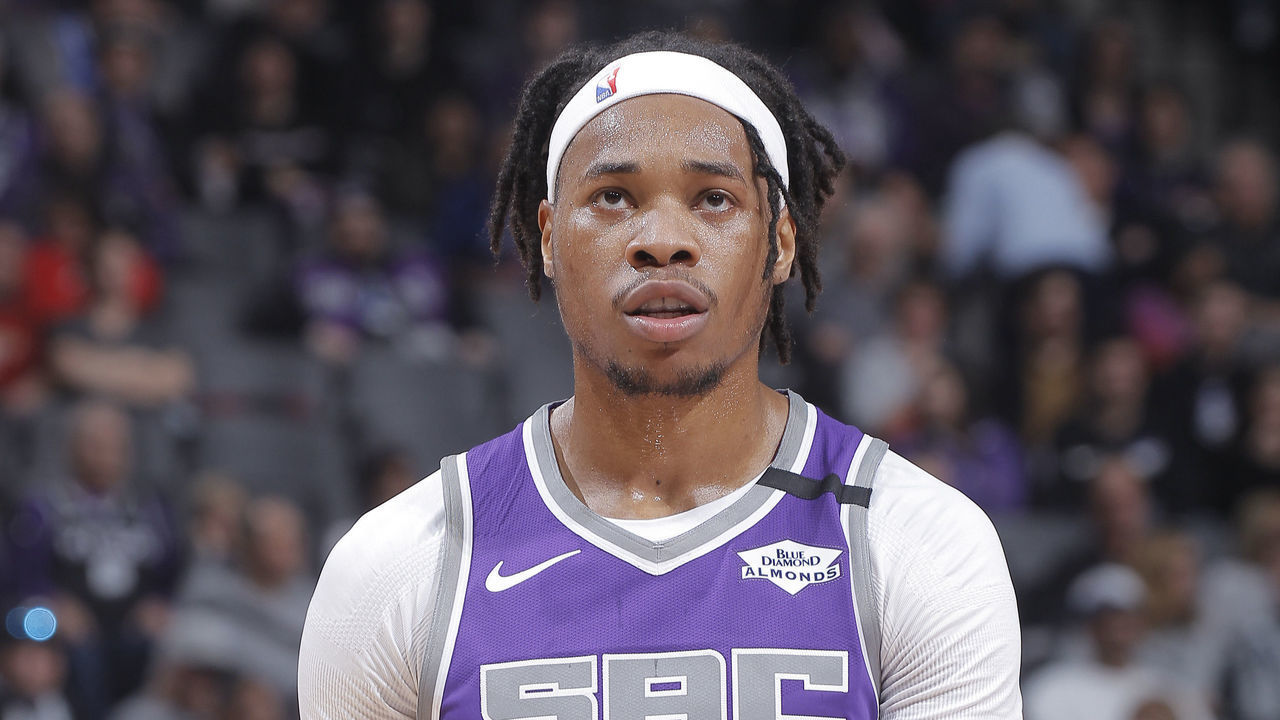 SACRAMENTO, CA - MARCH 8: Richaun Holmes #22 of the Sacramento Kings looks on during the game against the Toronto Raptors on March 8, 2020 at Golden 1 Center in Sacramento, California. NOTE TO USER: User expressly acknowledges and agrees that, by downloading and or using this photograph, User is consenting to the terms and conditions of the Getty Images Agreement. Mandatory Copyright Notice: Copyright 2020 NBAE