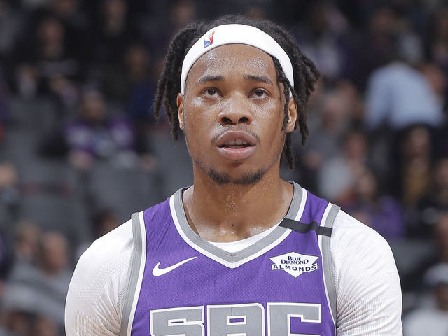 SACRAMENTO, CA - MARCH 8: Richaun Holmes #22 of the Sacramento Kings looks on during the game against the Toronto Raptors on March 8, 2020 at Golden 1 Center in Sacramento, California. NOTE TO USER: User expressly acknowledges and agrees that, by downloading and or using this photograph, User is consenting to the terms and conditions of the Getty Images Agreement. Mandatory Copyright Notice: Copyright 2020 NBAE