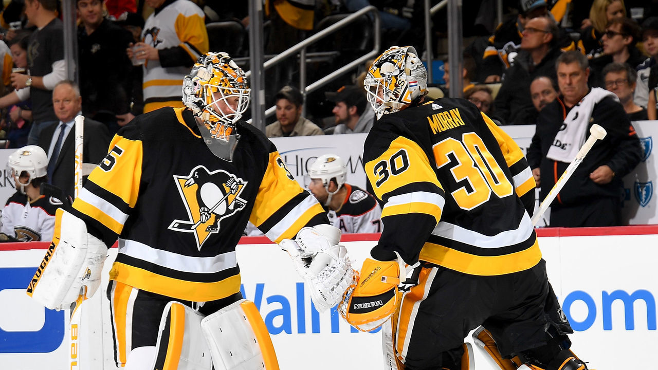 PITTSBURGH, PA - DECEMBER 23: Matt Murray #30 of the Pittsburgh Penguins is pulled for Tristan Jarry #35 in the second period against the Anaheim Ducks at PPG Paints Arena on December 23, 2017 in Pittsburgh, Pennsylvania.