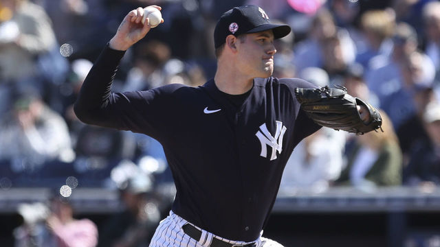 TAMPA, FL - FEBRUARY 29: New York Yankees relief pitcher Adam Ottavino (0) delivers a pitch during the MLB Spring Training game between the Detroit Tigers and New York Yankees on February 29, 2020 at George M. Steinbrenner Field in Tampa, FL.