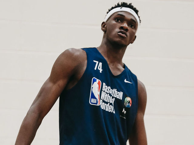 CHICAGO, IL - FEBRUARY 17: Moussa Cisse #74 shoots the ball during the BWB Camp as part of 2020 NBA All Star Weekend on February 17, 2020 at Quest Multisport in Chicago, Illinois. Mandatory Copyright Notice: Copyright 2020 NBAE