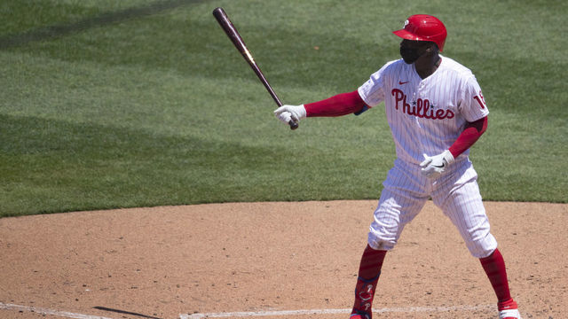 PHILADELPHIA, PA - JULY 09: Didi Gregorius #18 of the Philadelphia Phillies bats during the intrasquad game at Citizens Bank Park on July 9, 2020 in Philadelphia, Pennsylvania.