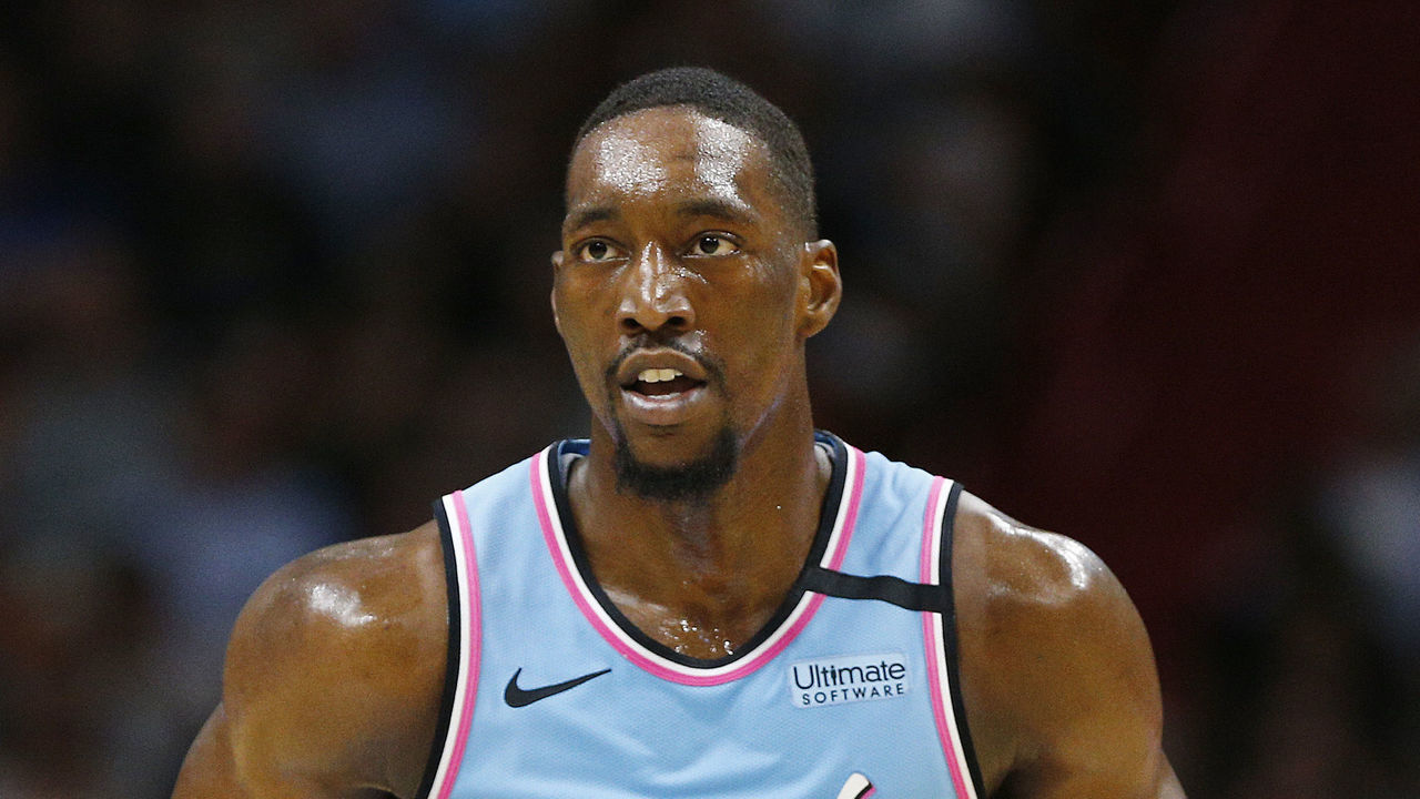 MIAMI, FLORIDA - JANUARY 28: Bam Adebayo #13 of the Miami Heat in action against the Boston Celtics during the second half at American Airlines Arena on January 28, 2020 in Miami, Florida. NOTE TO USER: User expressly acknowledges and agrees that, by downloading and/or using this photograph, user is consenting to the terms and conditions of the Getty Images License Agreement.