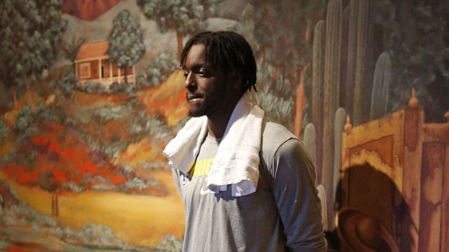 ORLANDO, FL - JULY 15: Jerami Grant #9 of the Denver Nuggets talks to the media during practice as part of the NBA Restart 2020 on July 15, 2020 in Orlando, Florida. NOTE TO USER: User expressly acknowledges and agrees that, by downloading and/or using this photograph, user is consenting to the terms and conditions of the Getty Images License Agreement. Mandatory Copyright Notice: Copyright 2020 NBAE