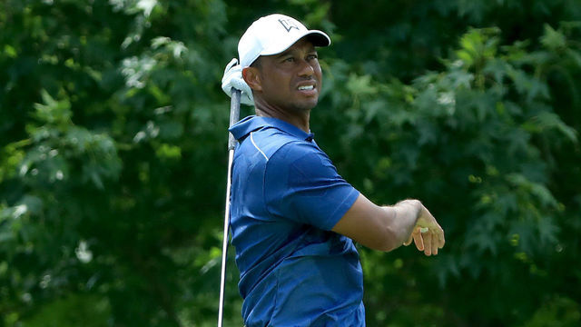 DUBLIN, OHIO - JULY 17: Tiger Woods of the United States plays his shot from the fourth tee during the second round of The Memorial Tournament on July 17, 2020 at Muirfield Village Golf Club in Dublin, Ohio.