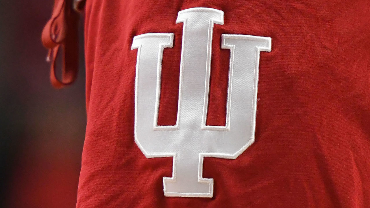 COLLEGE PARK, M - JANUARY 20: The Indiana Hoosiers logo on a pair of shorts during a women's college basketball game against the Maryland Terrapins at the Xfinity Center on January 20, 2020 in College Park, Maryland.