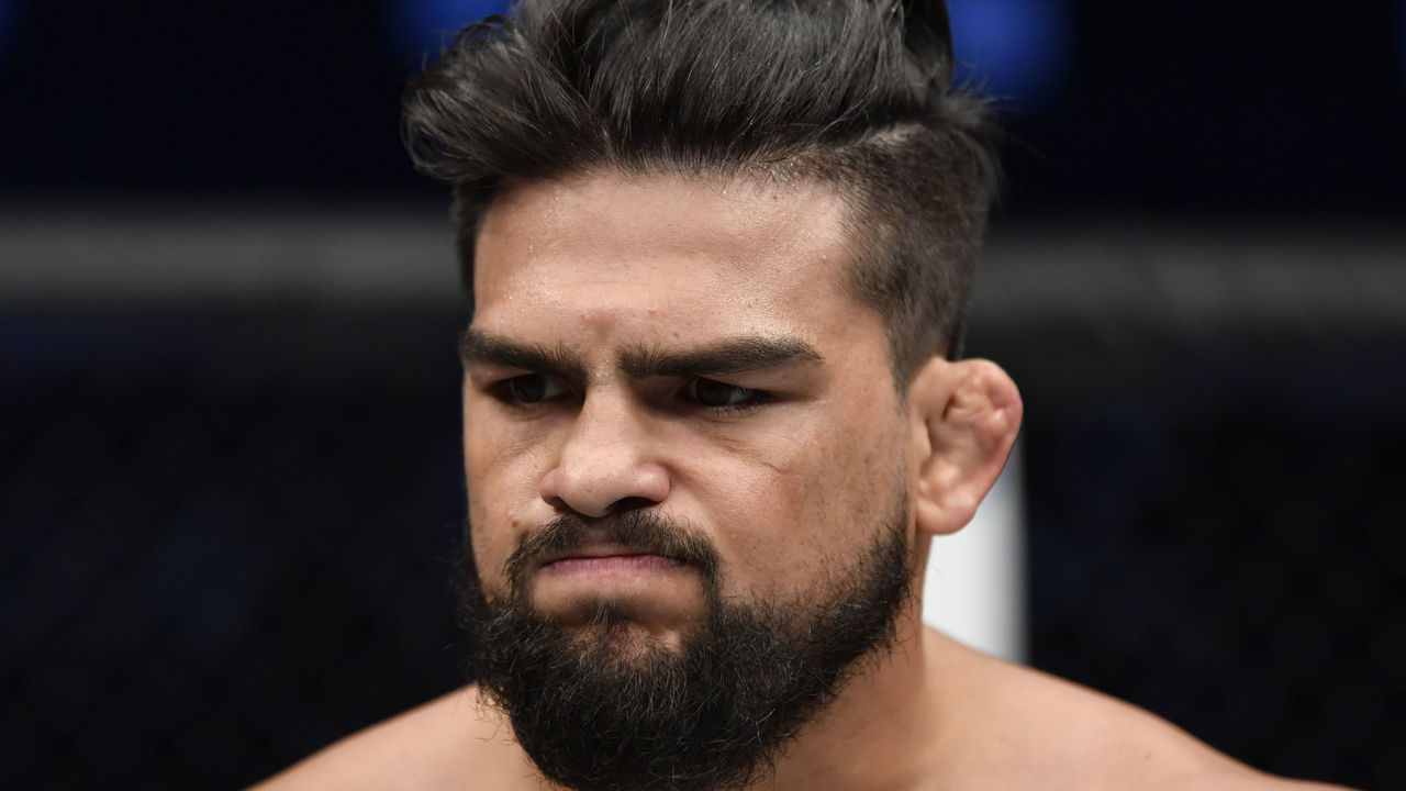 ABU DHABI, UNITED ARAB EMIRATES - JULY 19: Kelvin Gastelum reacts after his submission loss to Jack Hermansson of Sweden in their middleweight bout during the UFC Fight Night event inside Flash Forum on UFC Fight Island on July 19, 2020 in Yas Island, Abu Dhabi, United Arab Emirates.