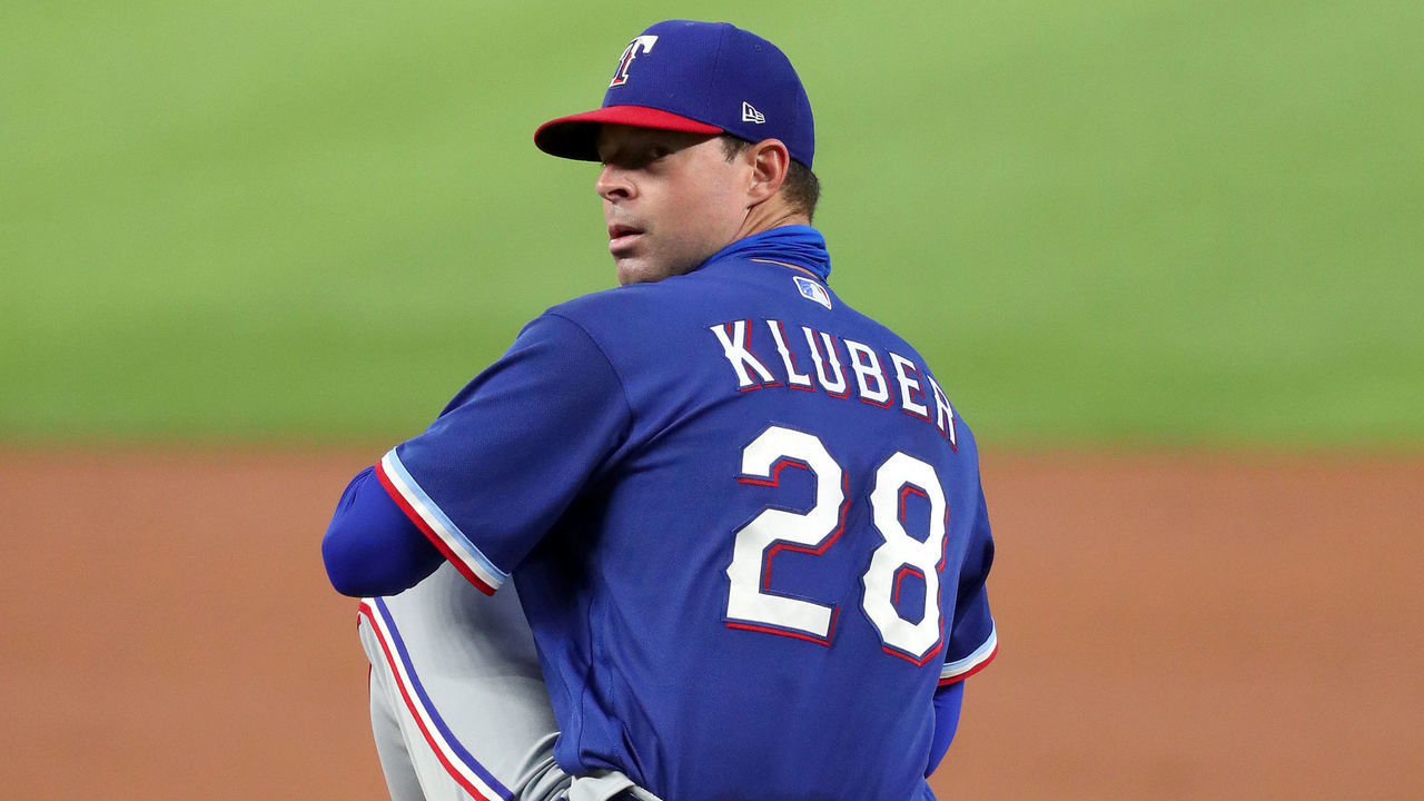 ARLINGTON, TEXAS - JULY 09: Corey Kluber #28 of the Texas Rangers pitches during an intrasquad game during Major League Baseball summer workouts at Globe Life Field on July 09, 2020 in Arlington, Texas.