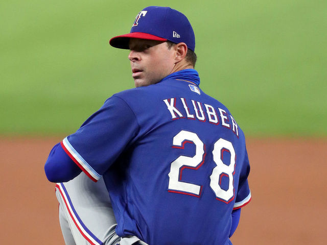 ARLINGTON, TEXAS - JULY 09: Corey Kluber #28 of the Texas Rangers pitches during an intrasquad game during Major League Baseball summer workouts at Globe Life Field on July 09, 2020 in Arlington, Texas.