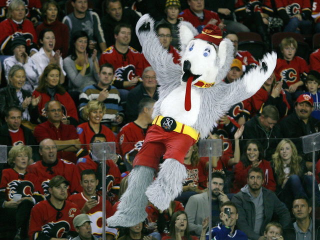 VIDEO: Calgary Flames mascot makes up for blunder in a big way