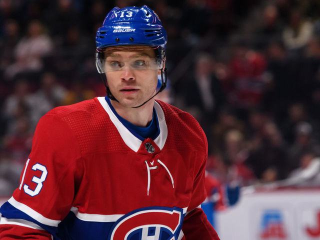MONTREAL, QC - FEBRUARY 25: Max Domi (13) of the Montreal Canadiens looks on during the first period period of the NHL game between the Vancouver Canucks and the Montreal Canadiens on February 25, 2020, at the Bell Centre in Montreal, QC