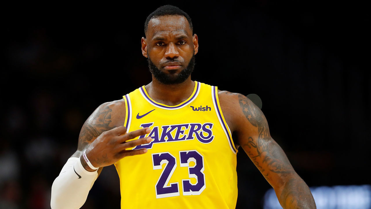 ATLANTA, GEORGIA - DECEMBER 15: LeBron James #23 of the Los Angeles Lakers reacts after hitting a three-point basket against the Atlanta Hawks in the second half at State Farm Arena on December 15, 2019 in Atlanta, Georgia. NOTE TO USER: User expressly acknowledges and agrees that, by downloading and/or using this photograph, user is consenting to the terms and conditions of the Getty Images License Agreement.