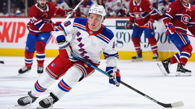MONTREAL, QC - FEBRUARY 27: Look on New York Rangers left wing Brendan Lemieux (48) during the New York Rangers versus the Montreal Canadiens game on February 27, 2020, at Bell Centre in Montreal, QC