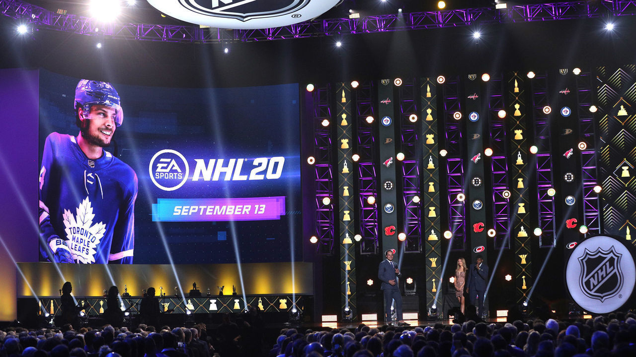 LAS VEGAS, NEVADA - JUNE 19: EA Sports NHL 20 cover athlete Auston Matthews of the Toronto Maple Leafs speaks onstage during the 2019 NHL Awards at the Mandalay Bay Events Center on June 19, 2019 in Las Vegas, Nevada.