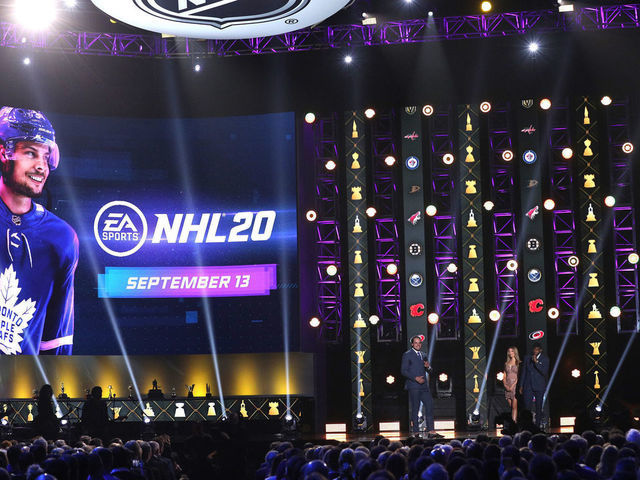 LAS VEGAS, NEVADA - JUNE 19: EA Sports NHL 20 cover athlete Auston Matthews of the Toronto Maple Leafs speaks onstage during the 2019 NHL Awards at the Mandalay Bay Events Center on June 19, 2019 in Las Vegas, Nevada.