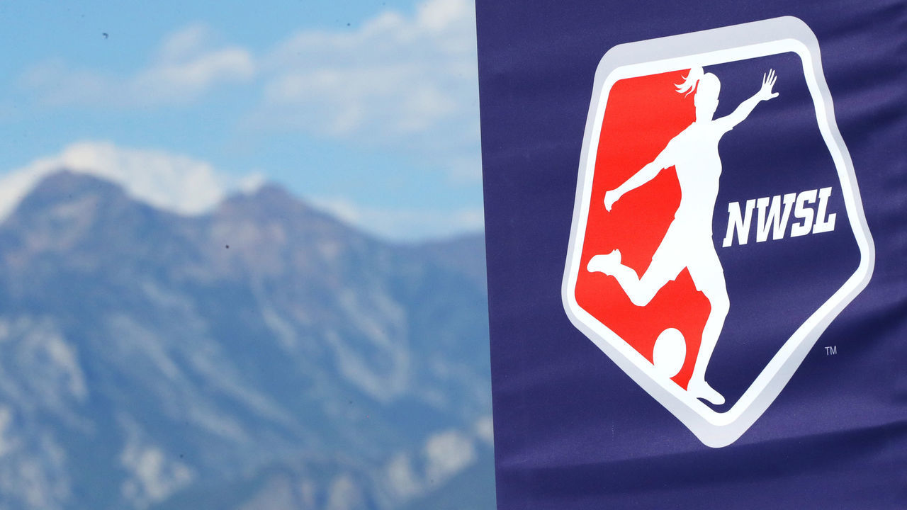 HERRIMAN, UTAH - JULY 17: An NWSL logo sign before the quarterfinal match of the NWSL Challenge Cup between the Houston Dash and the Utah Royals FC at Zions Bank Stadium on July 17, 2020 in Herriman, Utah.
