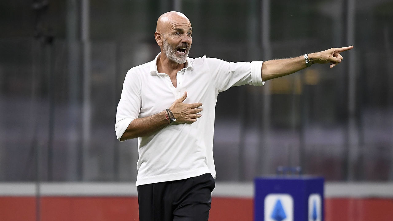 STADIO GIUSEPPE MEAZZA, MILAN, ITALY - 2020/07/18: Stefano Pioli, head coach of AC Milan, gestures during the Serie A football match between AC Milan and Bologna FC. AC Milan won 5-1 over Bologna FC.