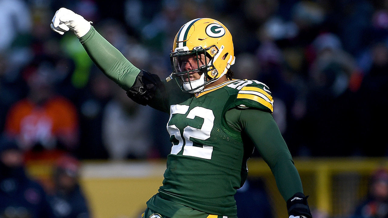 GREEN BAY, WISCONSIN - DECEMBER 15: Linebacker Rashan Gary #52 of the Green Bay Packers reacts to a defensive stop in the game against the Chicago Bears at Lambeau Field on December 15, 2019 in Green Bay, Wisconsin.