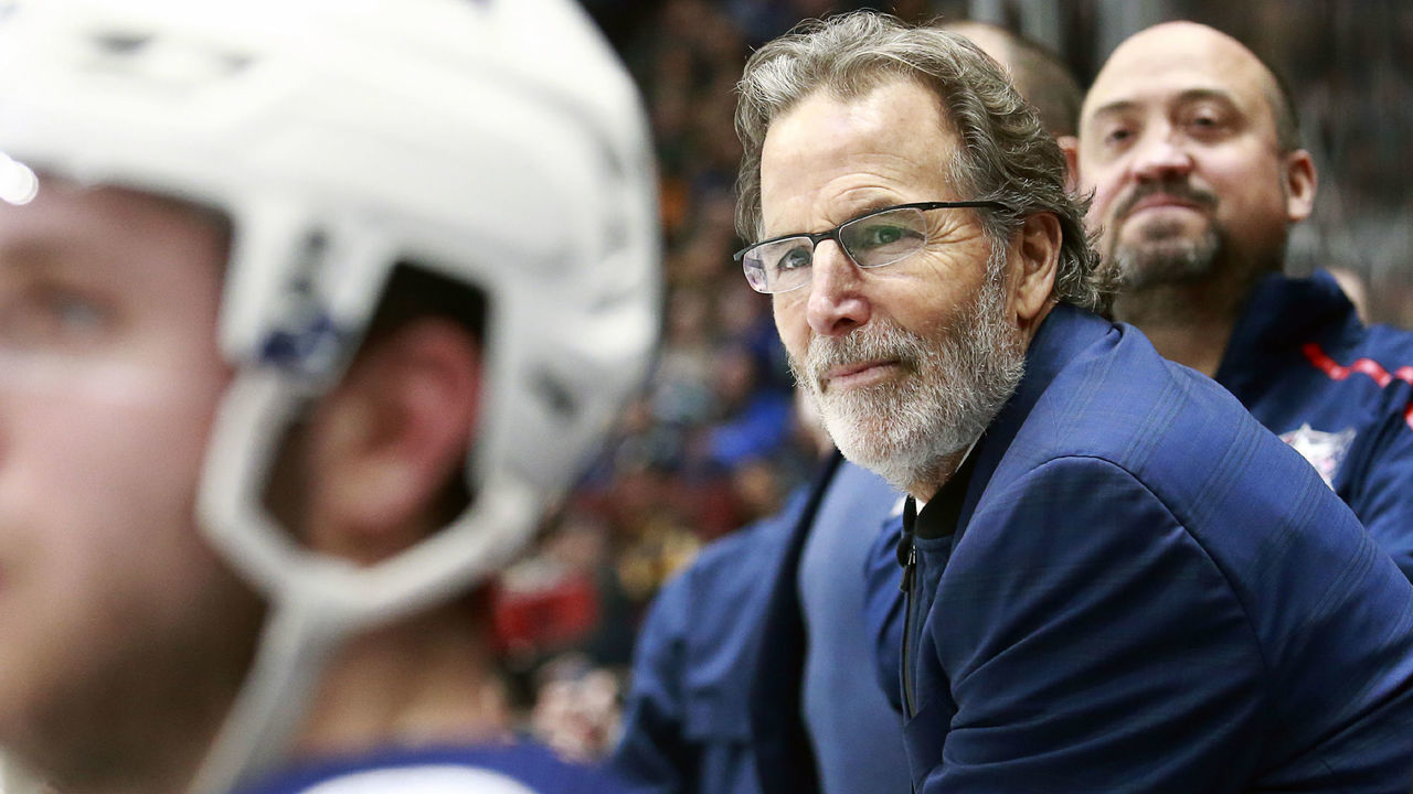 VANCOUVER, BC - MARCH 8: Head coach John Tortorella of the Columbus Blue Jackets looks on from the bench during their NHL game against the Vancouver Canucks at Rogers Arena March 8, 2020 in Vancouver, British Columbia, Canada. "n