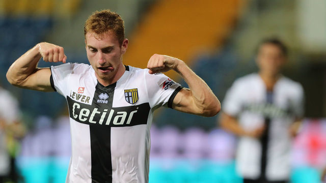 PARMA, ITALY - JULY 22: Dejan Kulusevski of Parma FC celebrates after scoring a goal during the Serie A match between Parma Calcio and SSC Napoli at Stadio Ennio Tardini on July 22, 2020 in Parma, Italy.