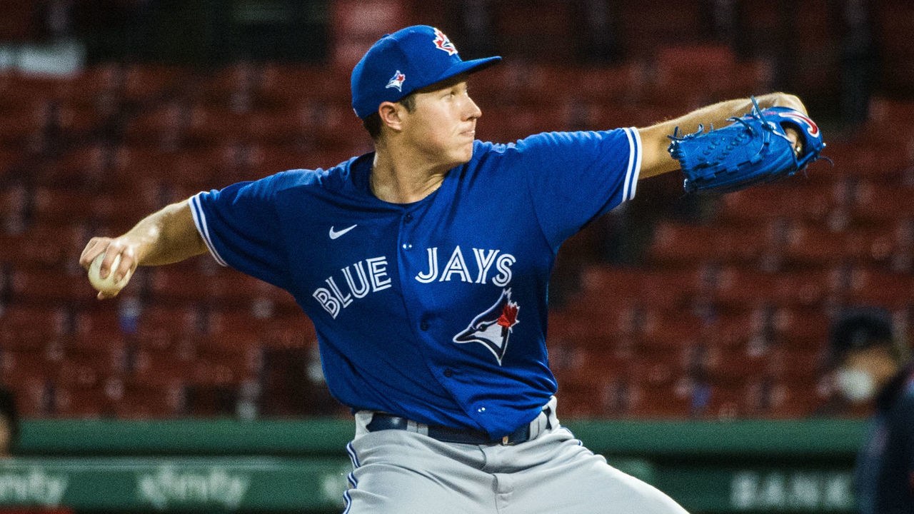 BOSTON, MA - JULY 21: Nate Pearson #71 of the Toronto Blue Jays pitches in the fourth inning against the Boston Red Sox at Fenway Park on July 21, 2020 in Boston, Massachusetts.