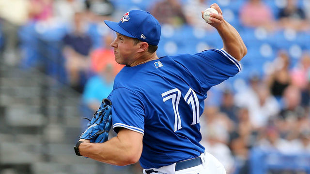 DUNEDIN, FL - FEBRUARY 25: Nate Pearson (71) of the Blue Jays delivers a pitch to the plate during the spring training game between the New York Yankees and the Toronto Blue Jays on February 25, 2020, at the Dunedin Stadium in Dunedin, FL.